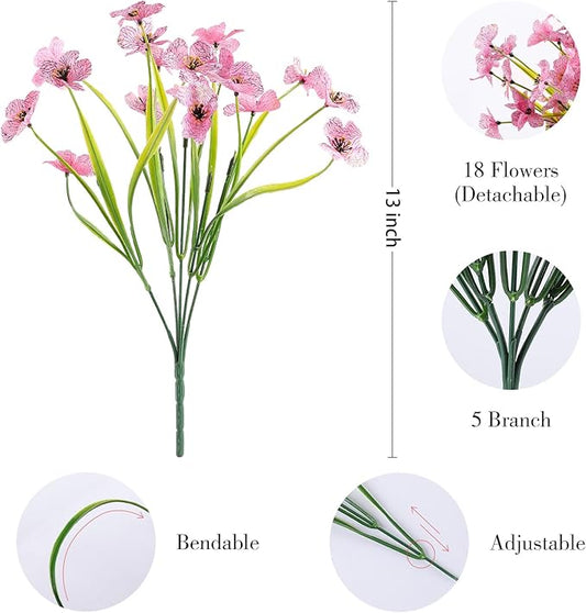 AGIRL 24 Bundles Artificial Flowers for Outdoor,No Fade Fake Plastic Flowers Faux Plants for Decoration Hanging Planters Indoor Outside Garden Porch Window Box Home Wedding Farmhouse