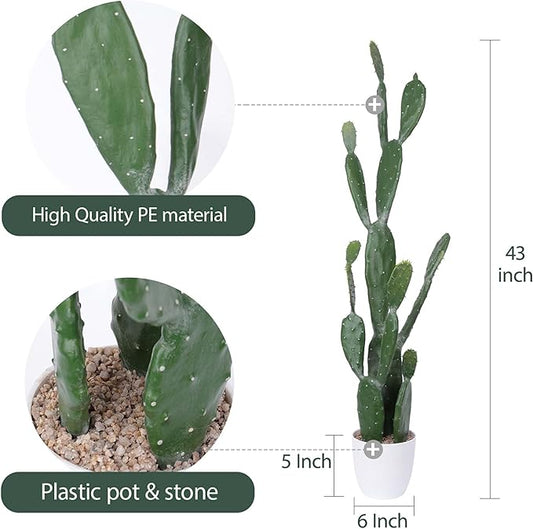 42Inch Artificial Cactus Faux Cacti Fake Cactus Saguaro Potted Plants for Indoor Outdoor Home Offices Store Decoration