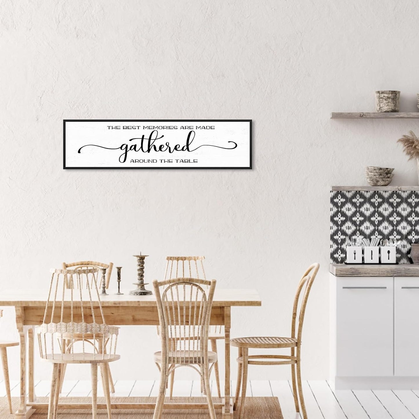 The Best Memories Are Made Gathered Around The Table Wall Decor: Farmhouse Kitchen Wall Art Framed Large Rustic Kitchen Sign Modern Dining Room Wall Decor Hanging Wall Plaques 12"x40"