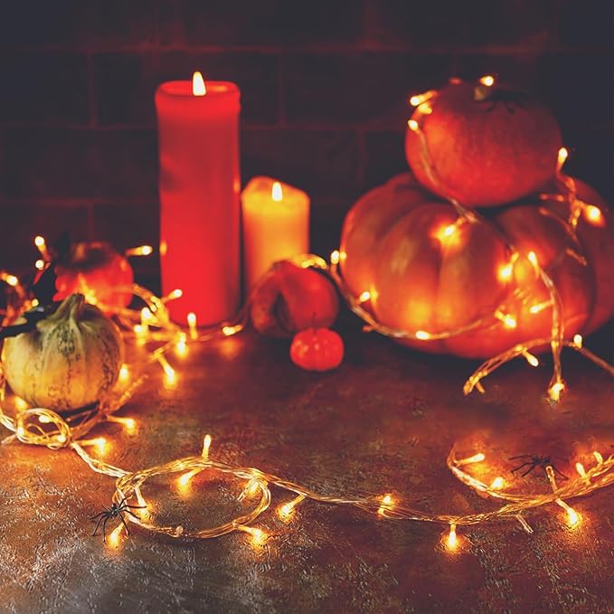 Upgraded Connectable 200 LED Christmas String Lights Outdoor Indoor, 66FT Orange Christmas Decorations Lights 13 Modes, Waterproof Twinkle Fairy Lights Plug in Clear Wire for Tree, Bedroom Decoration