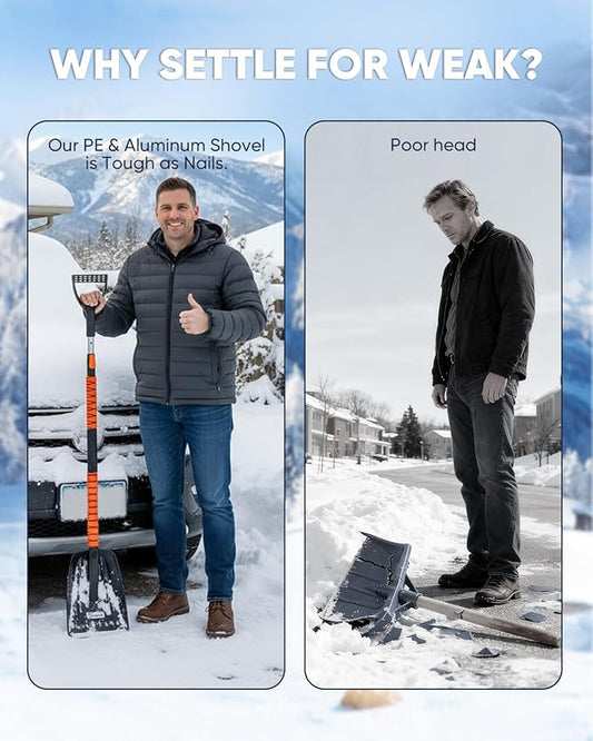 Saker Upgraded 56'' Car Snow Brush and Ice Scraper,6-in-1 Aluminum Snow Shovel Snow Broom with Foam Grip 180° Pivoting Brush Head,Durable Snow Scraper for Cars,SUVs,Trucks