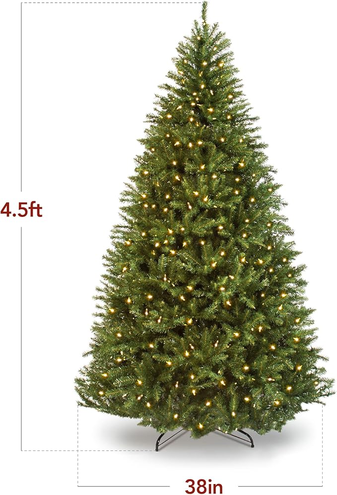 Best Choice Products Douglas Fir Christmas Tree, 4.5ft Pre-lit Artificial Full Fir Lighted Holiday Decoration w/Warm White Lights, Metal Stand