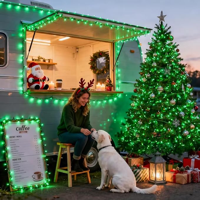 JMEXSUSS 500 LED Green Christmas Lights, 8 Modes Green String Lights Outdoor Plug in, 173ft Christmas Light for Party Xmas Tree Decorations