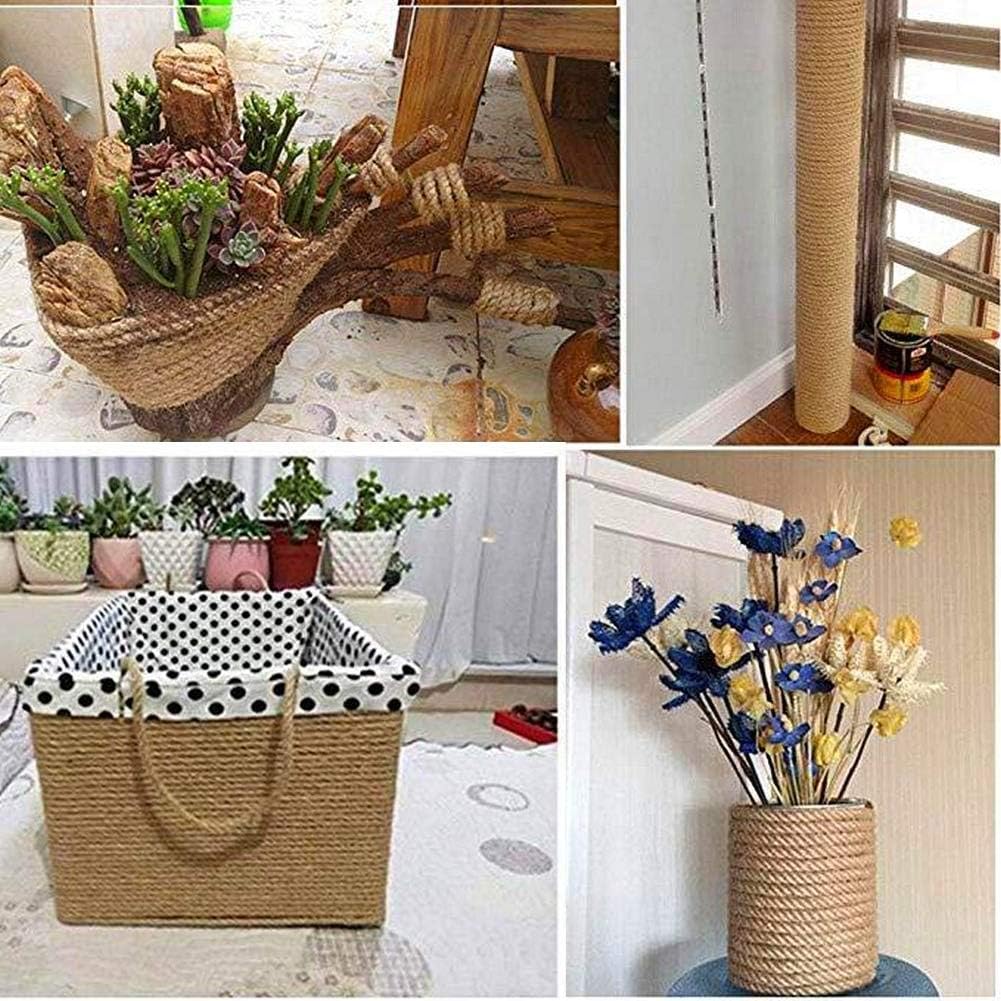 100 Feet 8mm Jute Twine, Heavy Duty Jute Rope, Natural Hemp Rope for DIY Arts Crafts, Gardening, Bundling,Home Decorating, Cat Scratching Post