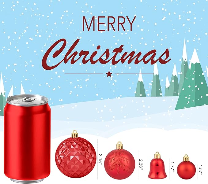 116Pcs Green and Red Christmas Ball Ornaments, Shatterproof Christmas Hanging Decoration Set with Gift Box, Assorted Decorative Baubles Set for Xmas Tree/Home/Wedding/Party/Holiday (Red & Green)