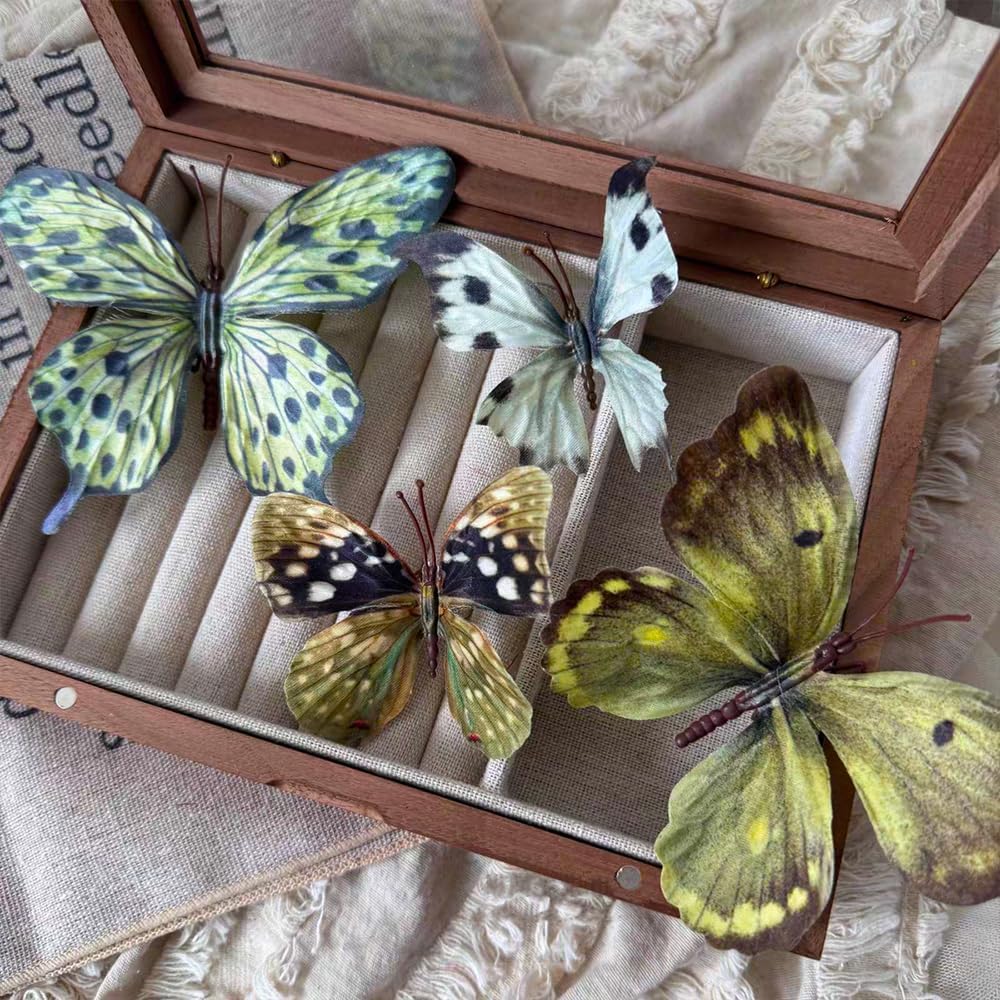 Artificial Butterfly, 3D Butterfly Clips,Silk Floral Butterflies, Suitable for Home Decoration, Flower Arrangement and Foil The Festive Atmosphere (8 Pcs)