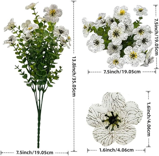 Artificial Flowers Outdoors UV Resistant Fake Plants, 12 Bundles Silk Daisy in Pots for Porch Patio Garden, Faux Potted Home Decor for Outside (White)