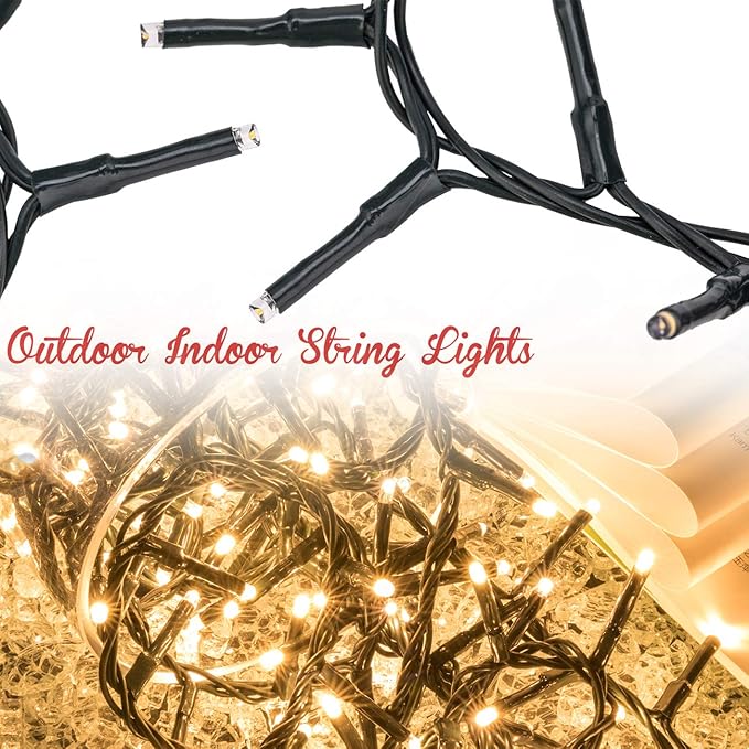 AWQ 500 LED 49ft Christmas Cluster Lights String Lights Decoration for Home Garden Wedding Party Xmas Tree Bedroom Indoor Outdoor Decor (Warm White)