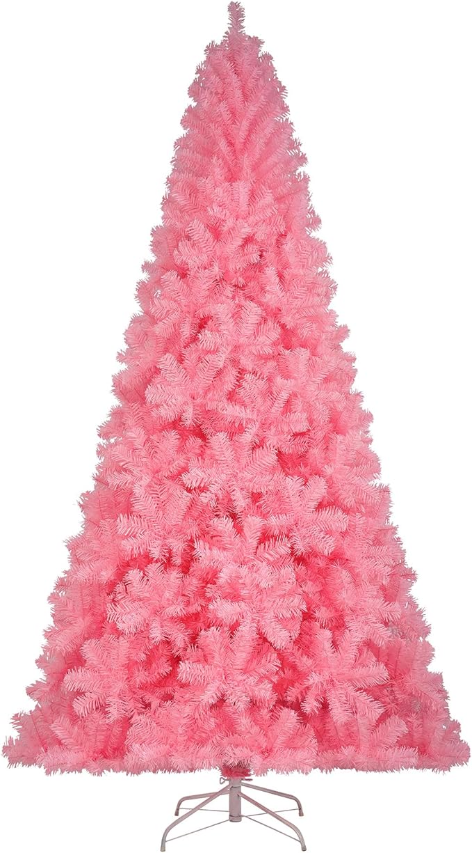 KTKDE 7.5ft Pink Christmas Tree, Artificial Christmas Tree, Sturdy Metal Stand with 1450 Tips (Pink top Star, LED Battery Box), Home, School, Party Office Holiday Decorations