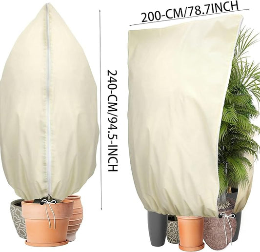 Winter Plant Covers Freeze Protection, 78.7 * 94.4inch Plant Covers for Winter, with Zipper and Drawstring, Suitable for Plants,Fruit Trees, Shrubs, and Potted Plants