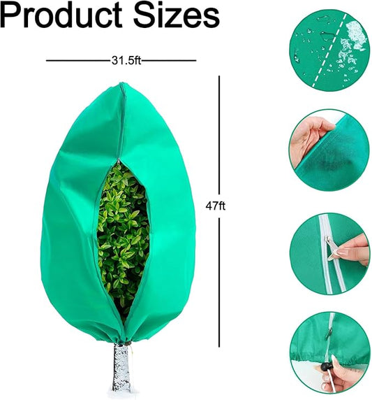 Plant Covers Freeze Protection 4 pcs 31.5ft x 47ft Winter Frost Covers for Outdoor Plants with Drawstring, Reusable Frost Cloth Plant Protection for Shrubs Trees and Potted Plants