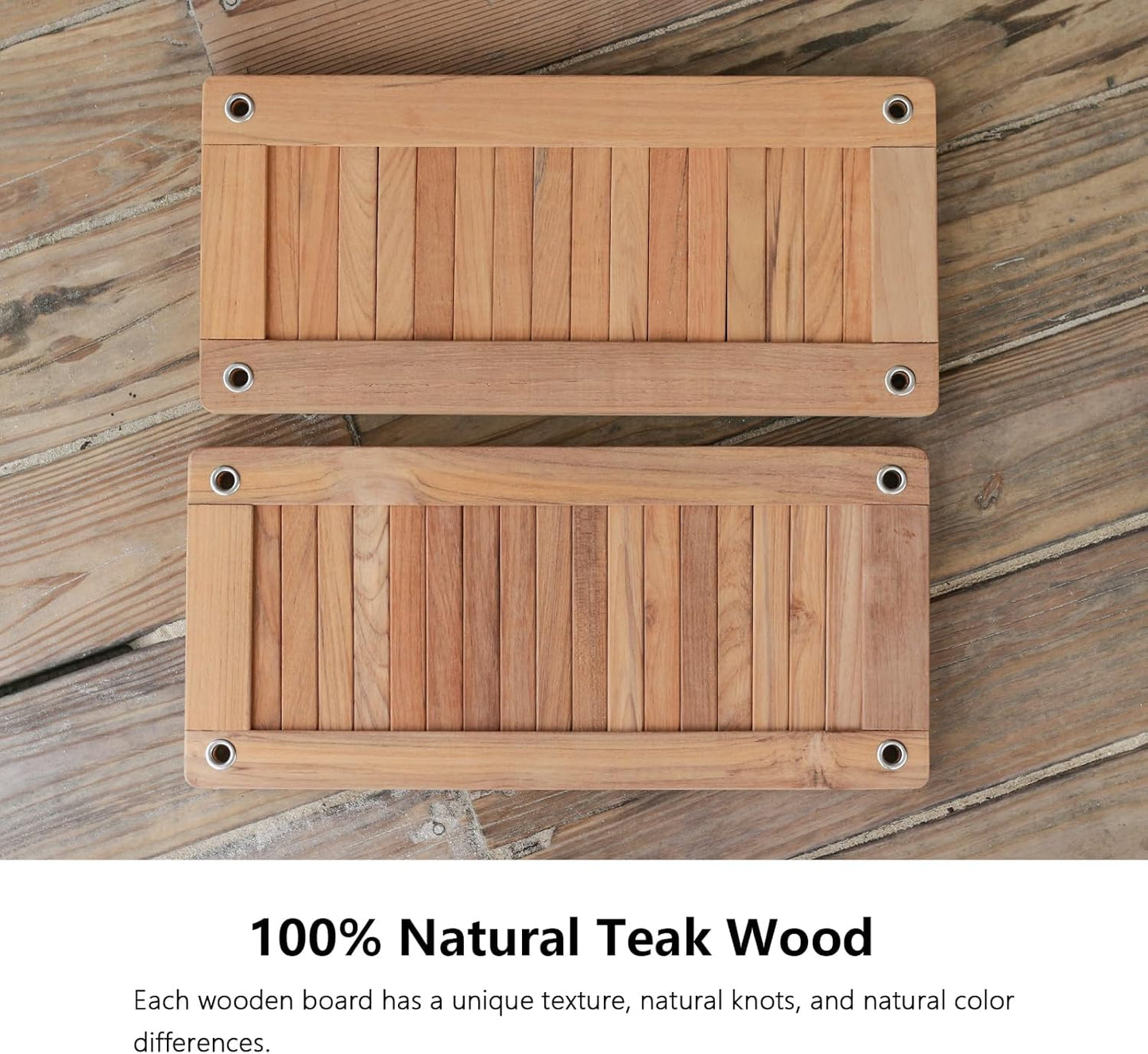 Teak Wooden Swing, Outdoor Wood Tree Swing Seat for Kids or Adults for Backyard Columpio, Height Adjustable (19.8x9inch)