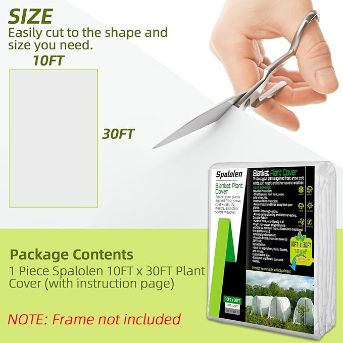 Plant Covers Freeze Protection, 10ft X 30ft Floating Row Cover 1.47 oz/yd² Fabric, Garden Frost Cloth Frost Blanket Plant Frost Covers for Outdoor Winter Frost/Sun Pest Protection - White