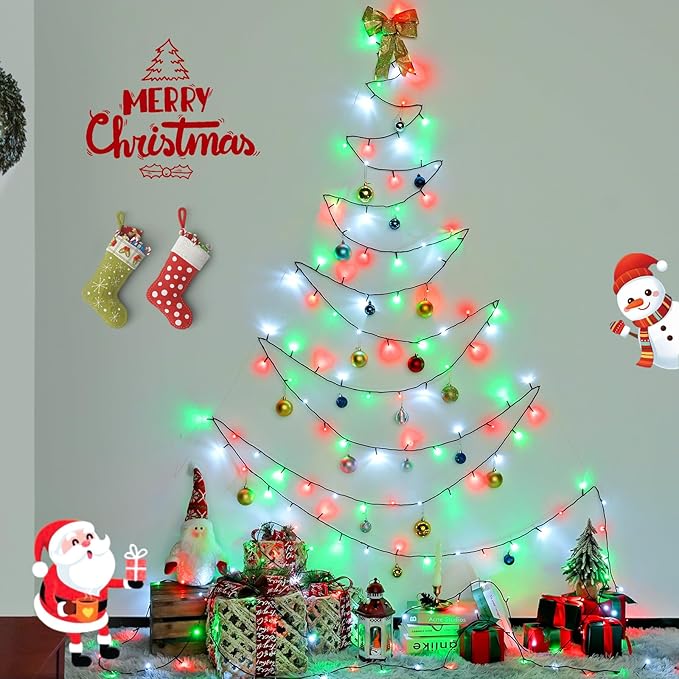 JMEXSUSS 500 LED Red White and Green Christmas Lights, 173ft Christmas Tree Lights Outdoor Waterproof, 8 Modes Twinkle String Lights for House Xmas Tree Party Holiday Decor