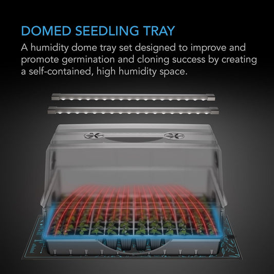 AC Infinity Heavy-Duty Large Humidity Dome 6x12 Germination Kit with Waterproof Seedling Mat, Full Spectrum LED Grow Light Bars, Samsung LM301H EVO Diodes, Vented Extension Panels, for Seed Starting