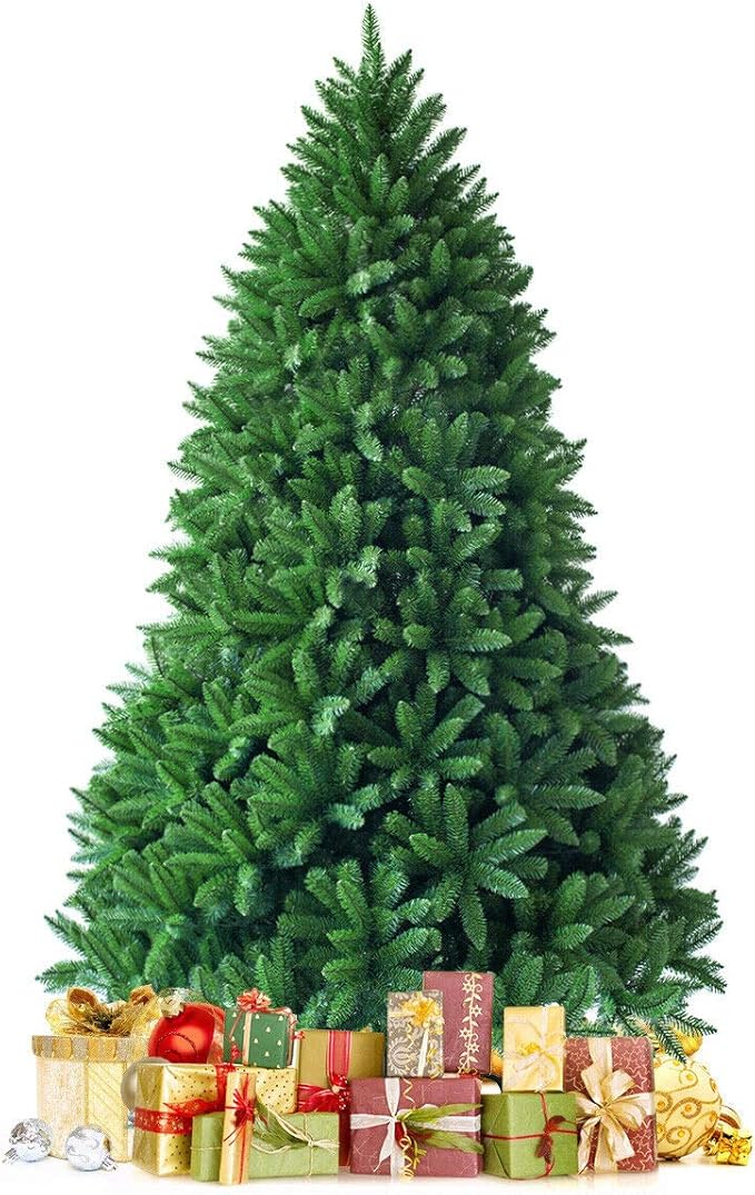 Goplus 6ft Unlit Artificial Christmas Tree, Premium Hinged Fir Tree, Easy Assembly with Metal Stand, Xmas Décor for Indoor and Outdoor