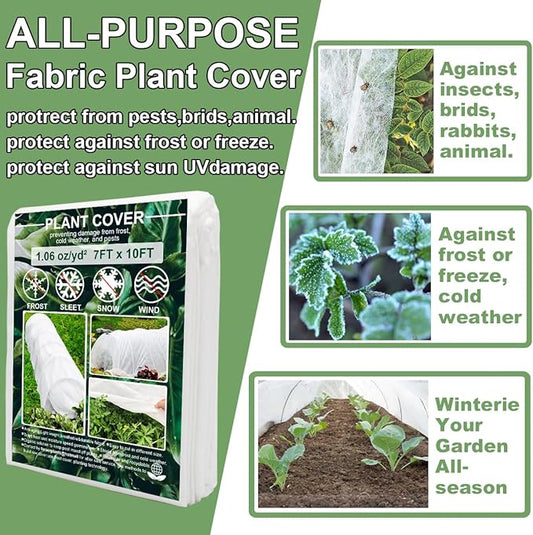 Plant Covers Freeze Protection, Antifrost Cover 7ft×10ft Reusable Rectangle Frost Protection Floating Row Cover Plant Blanket Garden Winterize Cover for Cold Weather Snow