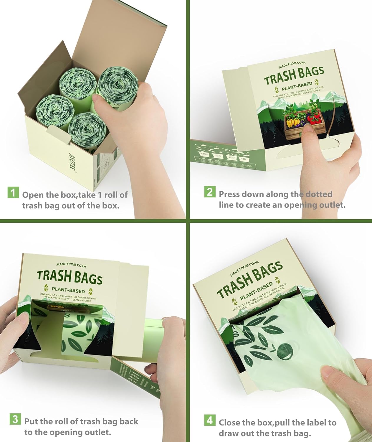 AYOTEE Compost Bags 1.6 Gallon with Handle Tie, 75 Count Compostable Trash Bags 1.6 Gallon Trash Bag, Small Biodegradable TrashBags Food Waste Liner, Small Compostable Bag for Kitchen Compost Bin