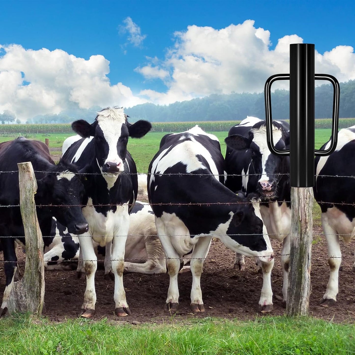 Gtongoko 18LB T Post Driver with Handles Heavy Duty Fence Post Driver Post Pounder for T-Posts,U Channel,Metal Post and Sign Post Pole Driver Tool,17 Inch Black