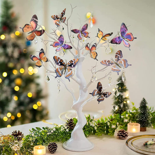 Artificial Butterfly, Silk Butterflys, Butterflies for Crafts for Floral Arrangements, 3D Butterfly Stakes Decor, Christmas Tree Decor, New Year Party Supplies
