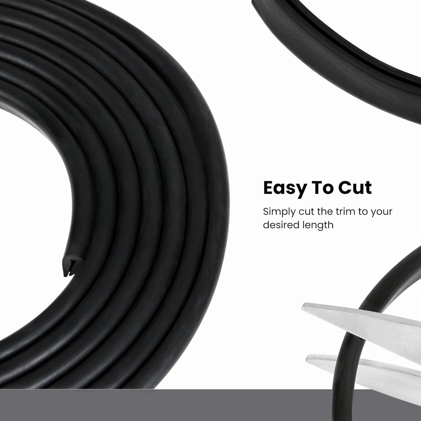 Black U Channel Edge Trim Seal EPDM 15/32" high x 19/64" Wide (25 Feet)