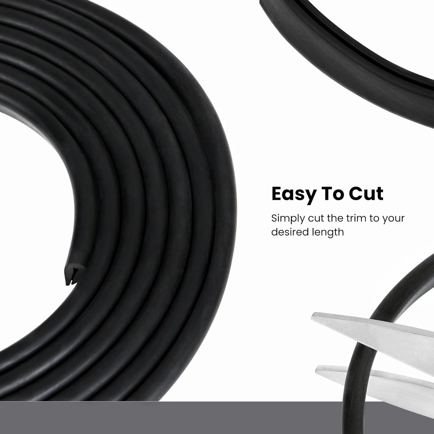 Black U Channel Edge Trim Seal EPDM 15/32" high x 19/64" Wide (30 Feet)
