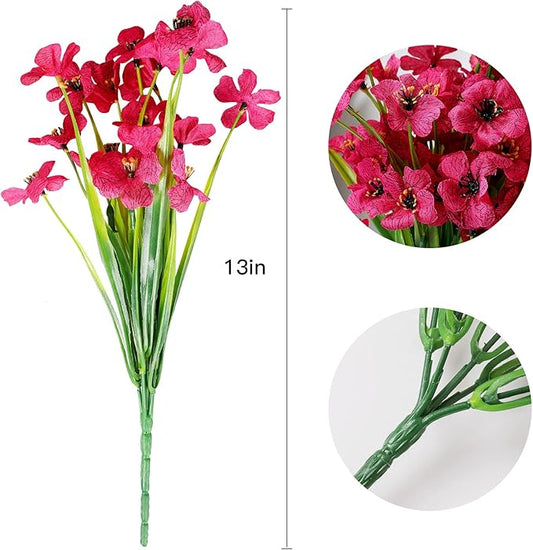 AmyHomie 20 Bundles Artificial Flowers for Outdoor Outside Spring Summer Decoration UV Resistant Faux Flowers No Fade Fake Plastic Plants Garden Porch Window Box Decorating (Fuchsia)