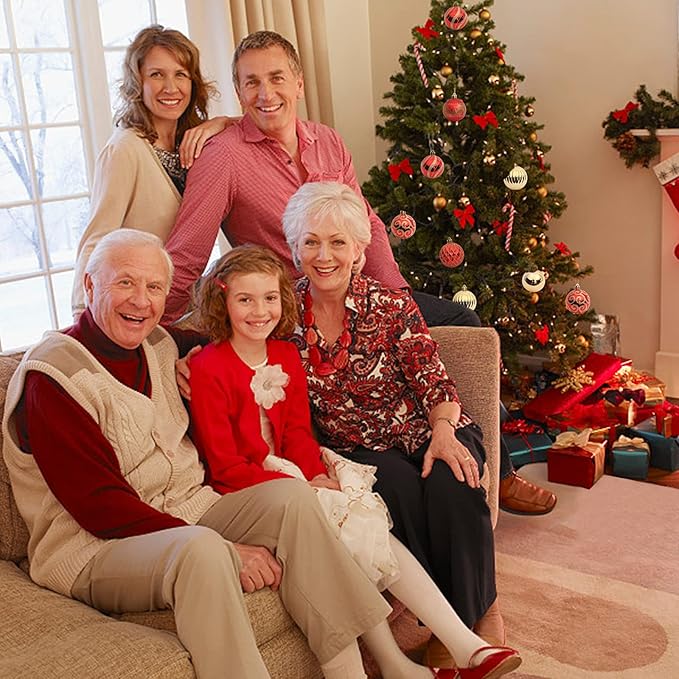 30 pcs Christmas Tree Balls, 2.36" Christmas Ornament Decorations Shatterproof Ornaments Gold and Red Color Painted Christmas Baubles Decorations for Party Wedding Christmas Decor