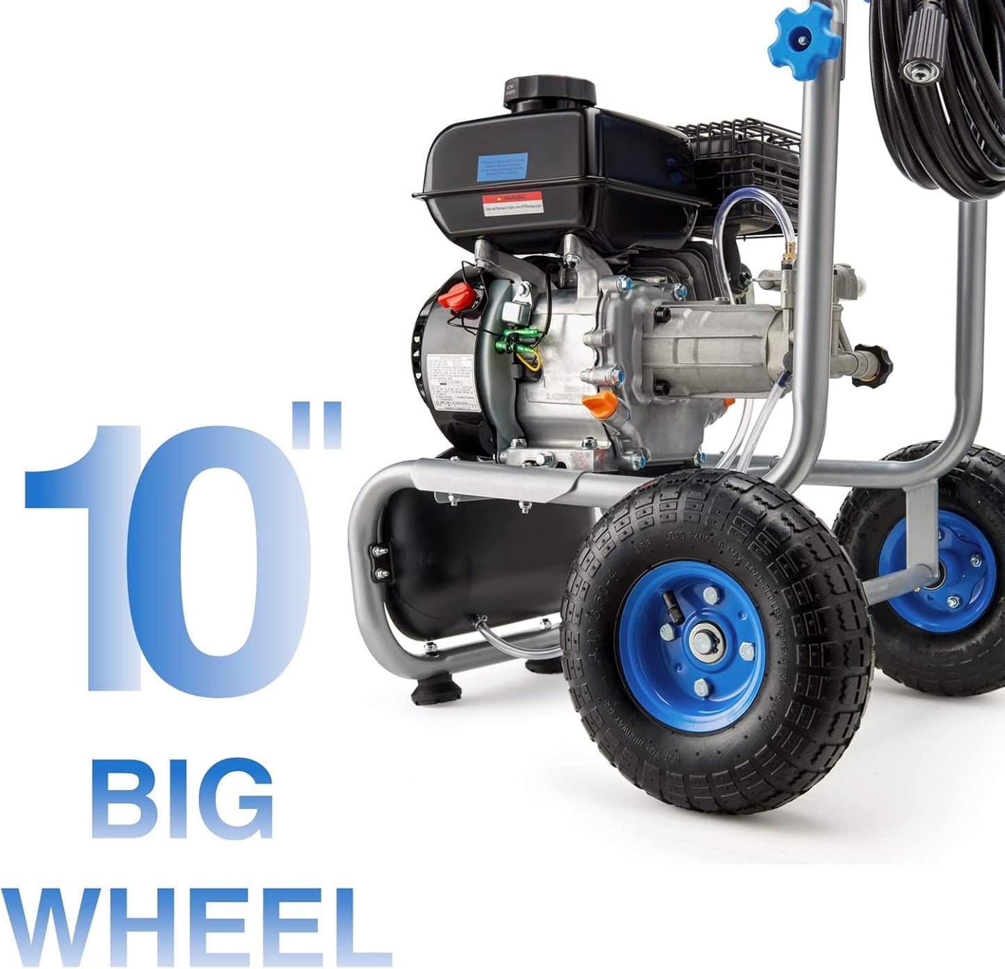 3500PSI Gas Pressure Washer, 2.3GPM Gas Powered High Pressure Washer with 209CC Engine, 4 Adjustable Nozzles, 25 ft High Pressure Hose for Cleaning Walls, Terraces, Vehicles, Garden (Blue)