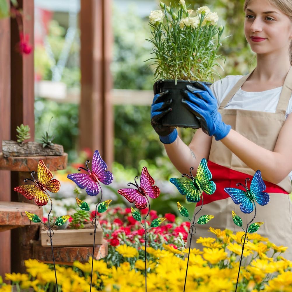 5 Pack Butterfly Decorative Garden Stakes,Outdoor Metal Decor Outdoor Decorations for Patio and Yard