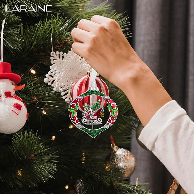 Laraine Christmas Tree Ornaments – 2025 Decorative Rotation Hanging Pendant of Car Charm Holiday Keepsake Gift Home Decor (Sleigh (2025))