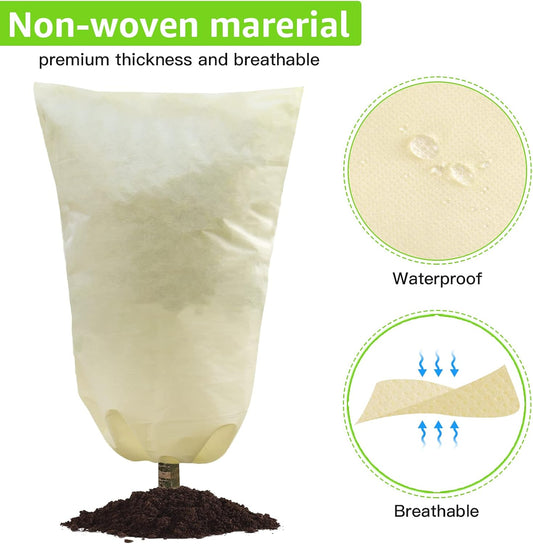 MIXC 4 Packs 2 Size Plant Covers Freeze Protection, Winter Plant Cover Cold Weather Tree Frost Cloth Warm Blankets Shrub Covers for Outdoor Plant (32''×39''+47''×71'')