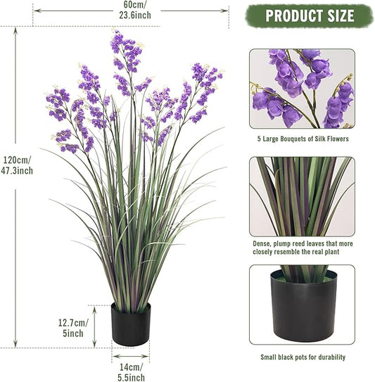 Green Onions Home Decor Fake Plants Lily of The Valley Snake Plant Home DéCor Accents Artificial Grass Room Decor Artificial Plants Indoor Artificial Grass 47“ 1 Pack(Purple)