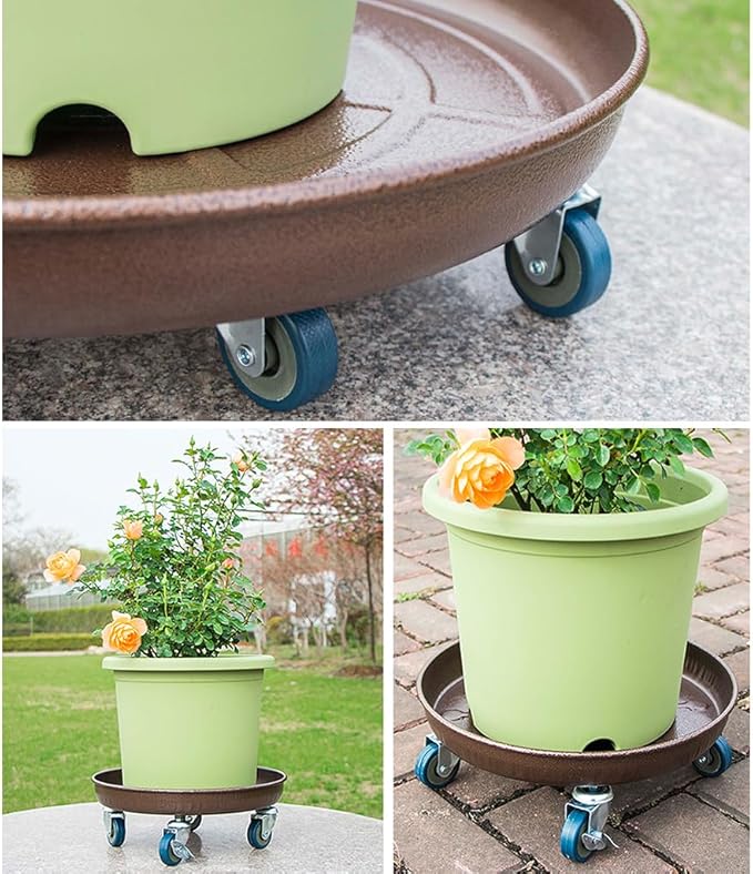 20" Heavy Duty Plant Dolly with Wheels, 380lbs Metal Rolling Plant Stand with Casters, Round Wheeled Planter Caddy Roller Base Carry Potted Tree Flower Pot for Indoor Outdoor Garden, 3 Pack, Bronze