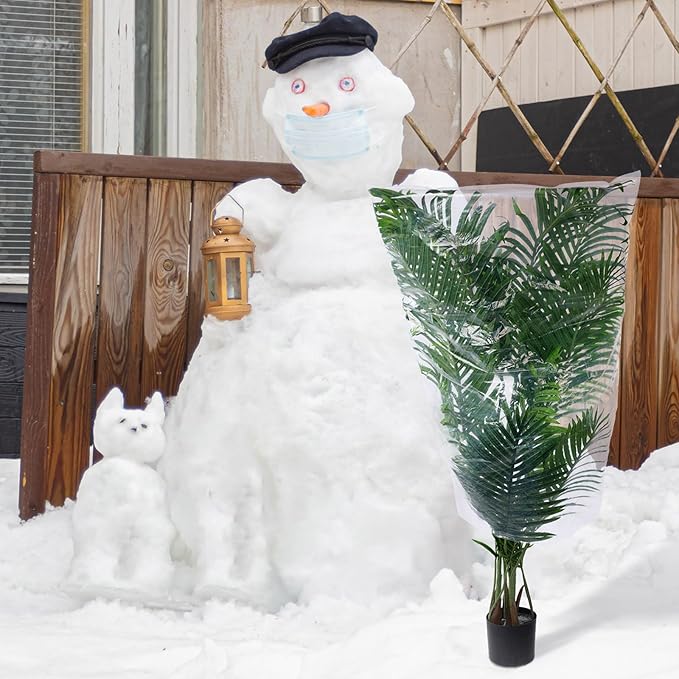 6 Pcs Winter Plant Covers Freeze Protection Small Plastic Clear Film Cover Shelter Bags Waterproof Frost Cloth for Outdoor Plants Greenhouse Garden Rain Frost Protection(15.7 x 27.6 Inch)