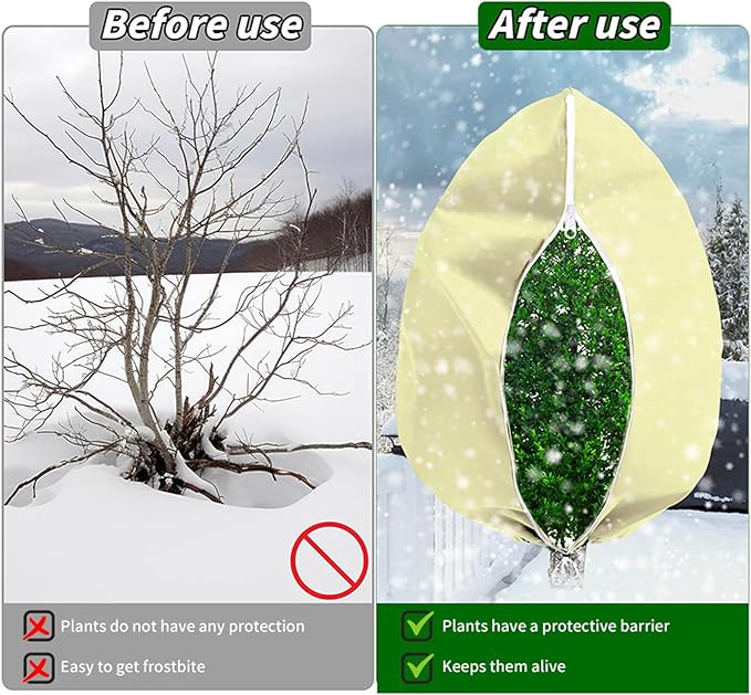Winter Plant Covers Freeze Protection, 78.7 * 94.4inch Plant Covers for Winter, with Zipper and Drawstring, Suitable for Plants,Fruit Trees, Shrubs, and Potted Plants