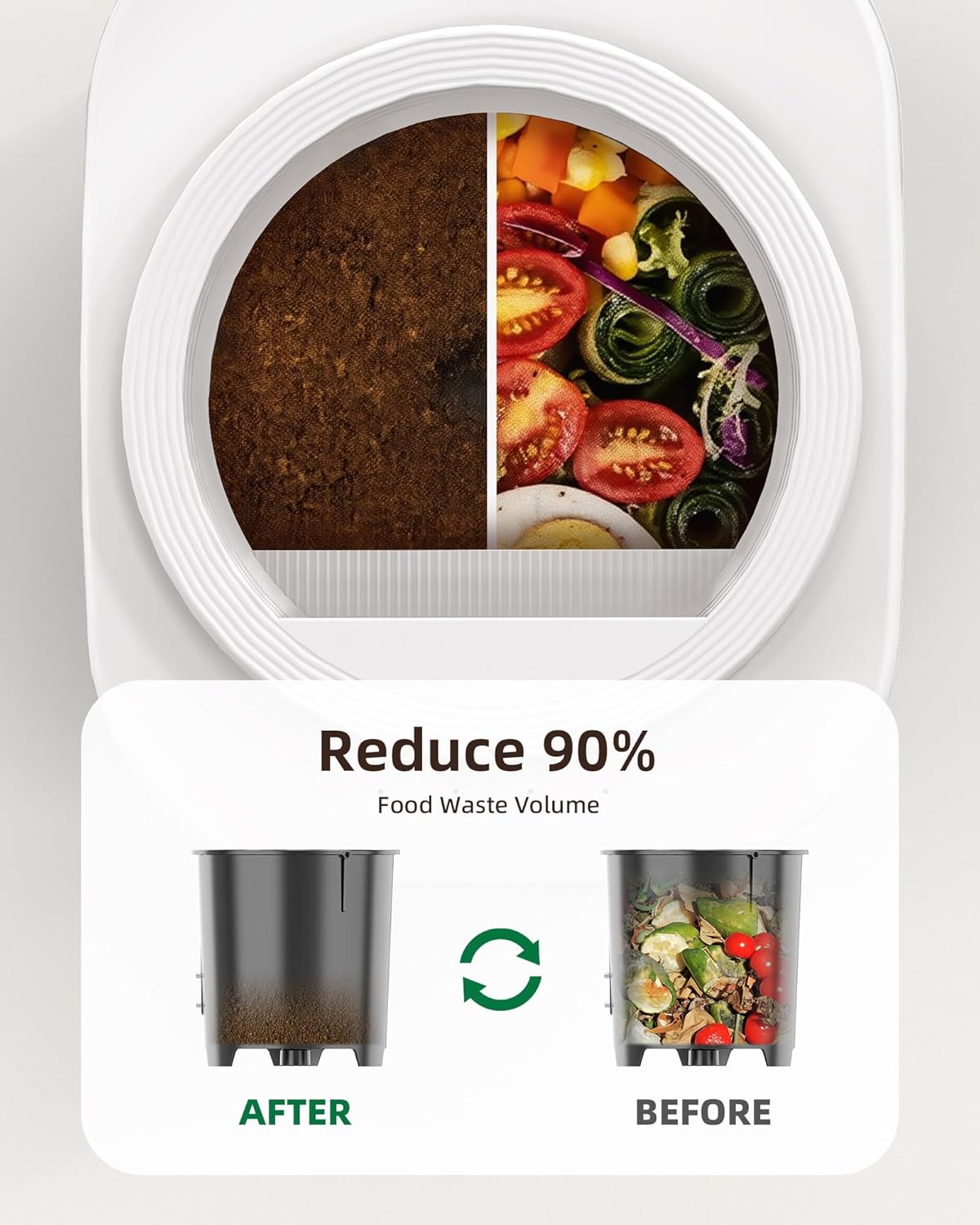 Electric Composter for Kitchen, 4L Countertop Compost Bin, Smart Composter Home Indoor Fertilizer Machine Odorless, Turn Waste to Pre-Compost for Plants