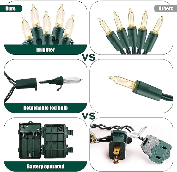 Christmas Lights - Battery Operated String Lights 50 LED String Lights Mini Lights with Auto-Timer and 8 Lighting Modes for Christmas Wreath Party Wedding Garden Home Decoration, Warm White