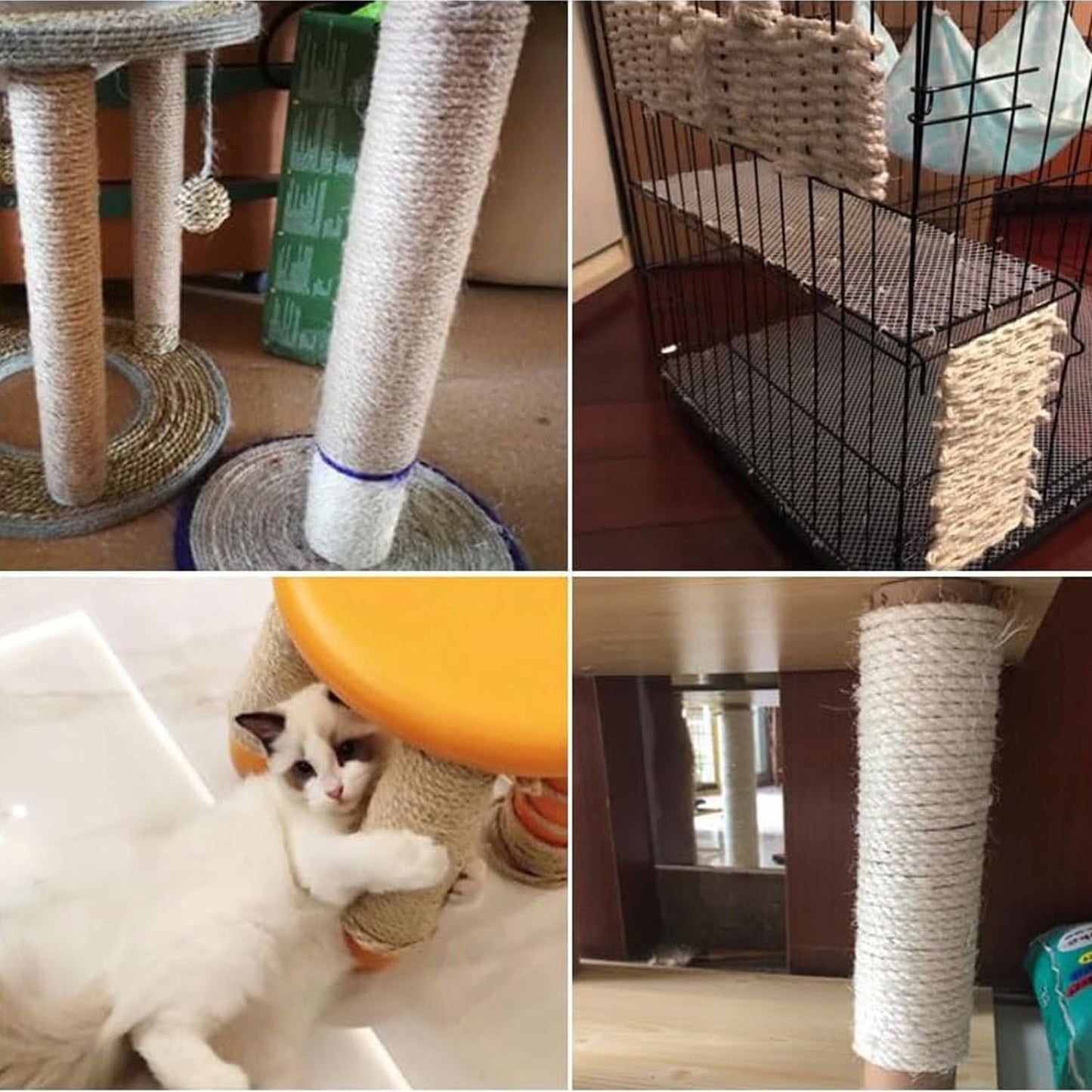 1/4 in (6 mm) X 328 Ft (100 Meters) Natural Sisal Hemp Rope Heavy Duty Thick Twine for Cat Scratcher Post Tree, Garden, Binding, Crafts Packing Material