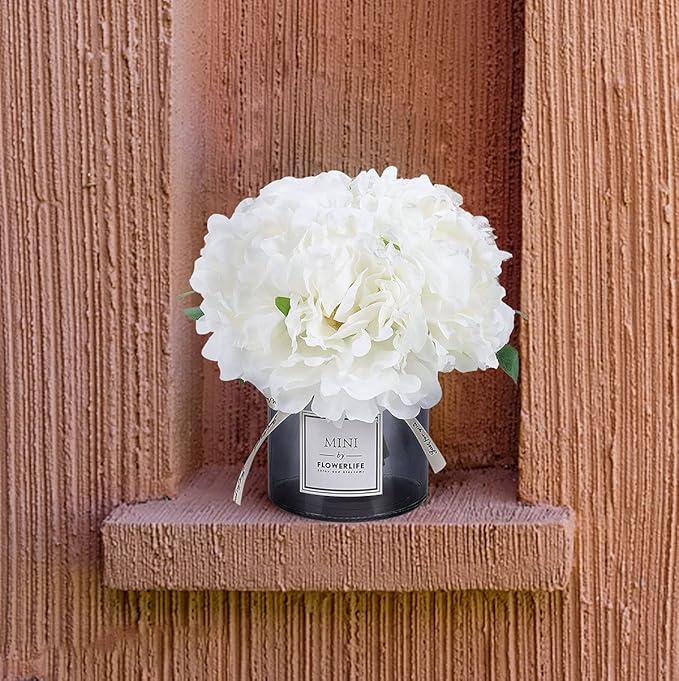 Artificial Hydrangea and Glass vase Decoration, Ins Style Artificial Flower Glass Bottle Set