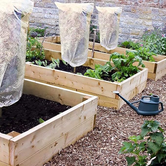 Agfabric Plant Covers Freeze Protection 72"x72" 1.5oz Plant Winter Cover Freeze Cloths for Plants Drawstring Bags Shrub Jacket Warm Blanket,White