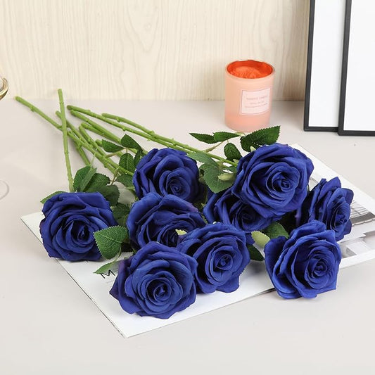 15pcs Fake Roses Artificial Silk Flowers Faux Rose Flower Long Stems Bouquet for Arrangement Wedding Centerpiece Party Home Kitchen Decor