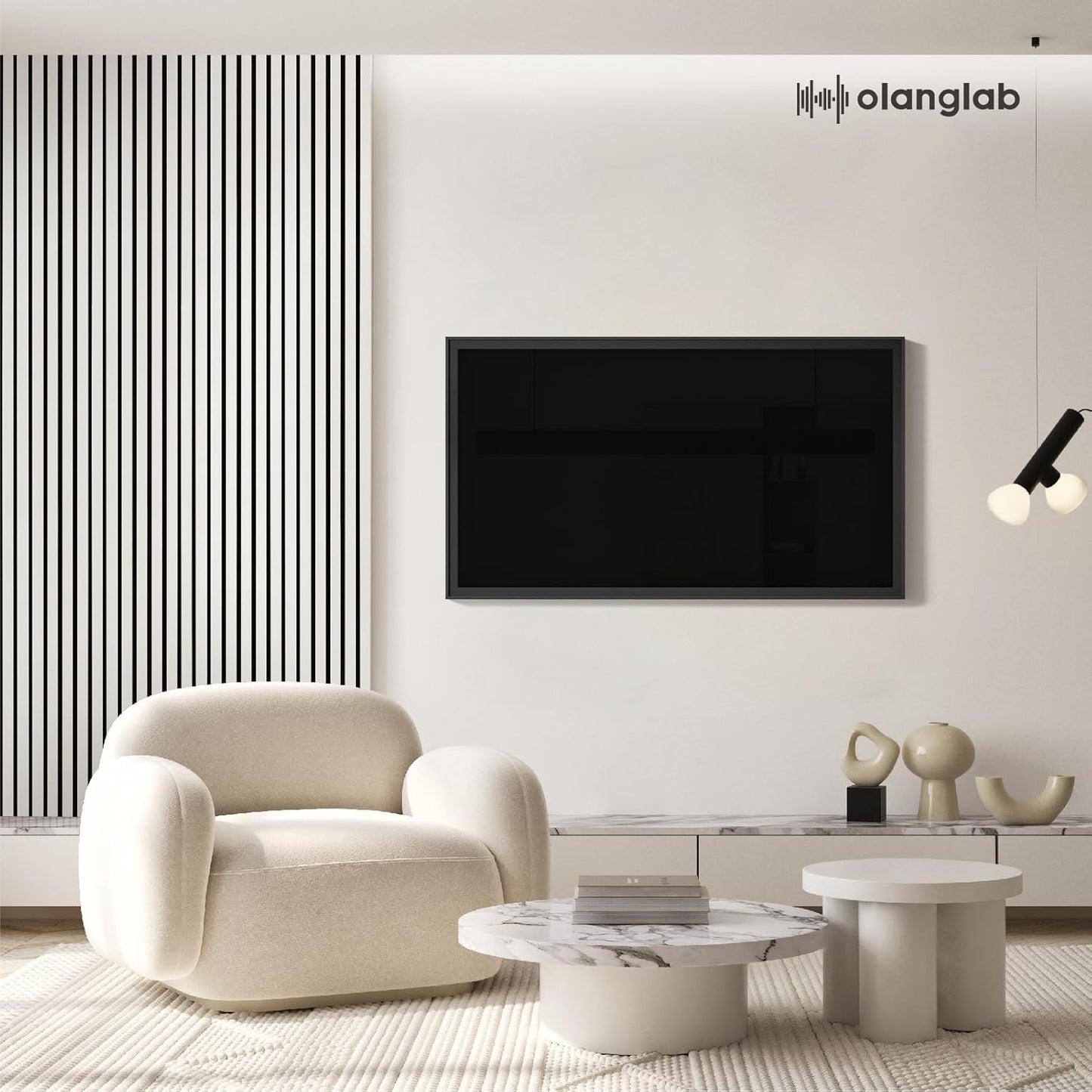 Olanglab Wood Slat Wall Panels, Wooden Acoustic Wall Panels, 94.5"x12.6" Each 3D Wall Panels for Interior Wall Decor, 4 Pack in Total 94.5"x50.4" (Gloss White)