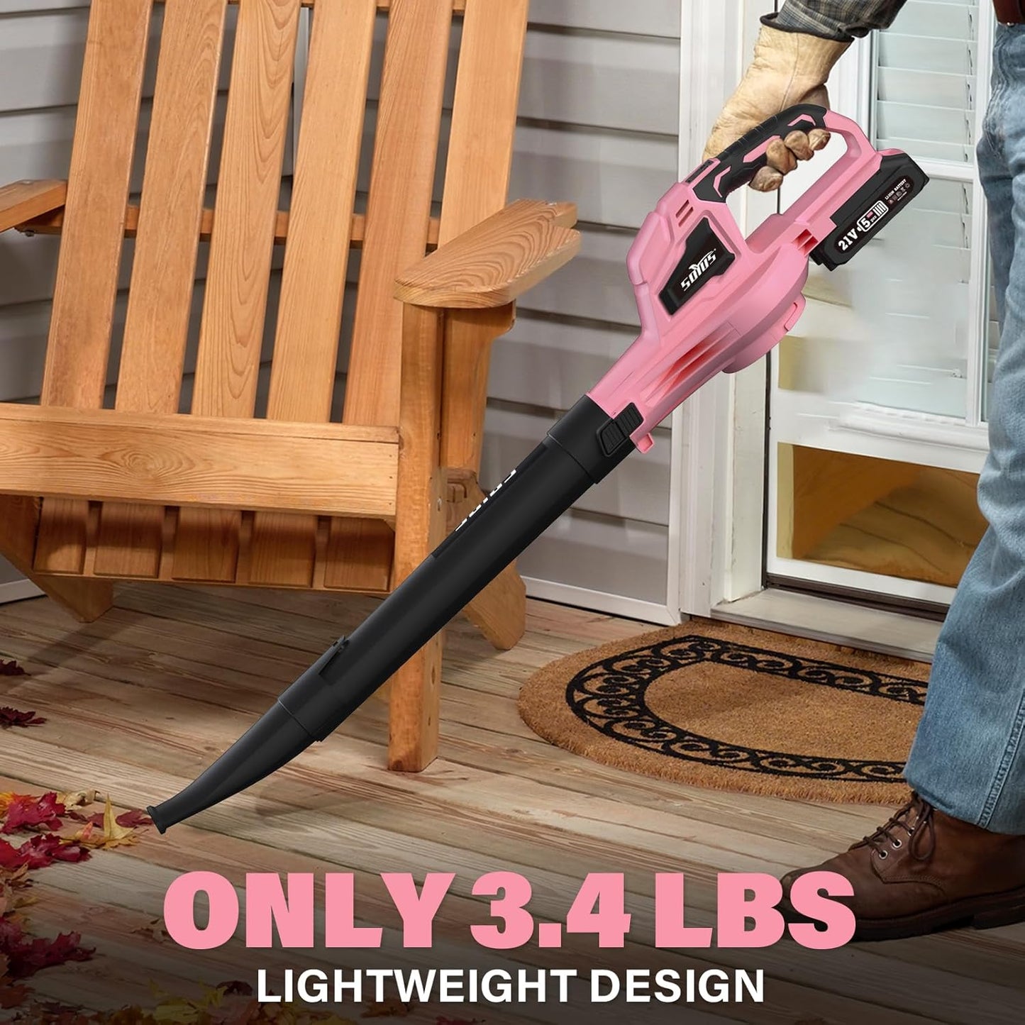 SOYUS Leaf Blower, 20V Leaf Blower Cordless with 2x2.0Ah Battery and Charger, 150 MPH Electric Leaf Blowers with Two-Speed Mode, Blowers for Lawn Care, Debris Dust Cleaning(Pink)