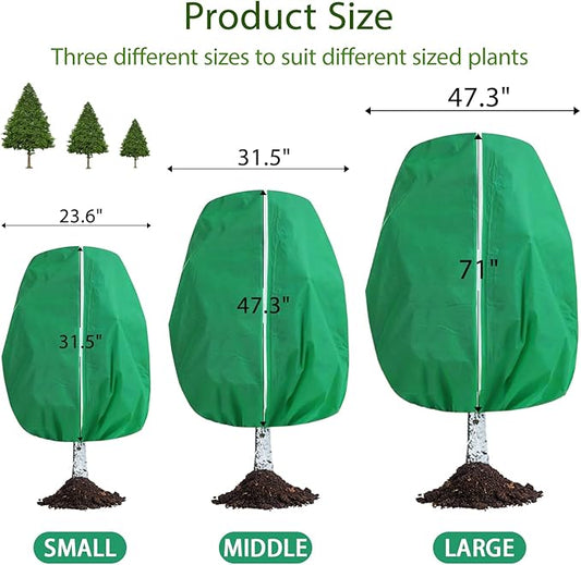 4 Packs Plant Covers Freeze Protection Green 31.5"W x 47.3"H,Winter Frost Cloth Plant Freeze Protection for Outdoor Plants, Frost Blankets with Drawstring & Zipper, Patio Winterizing Garden Covers