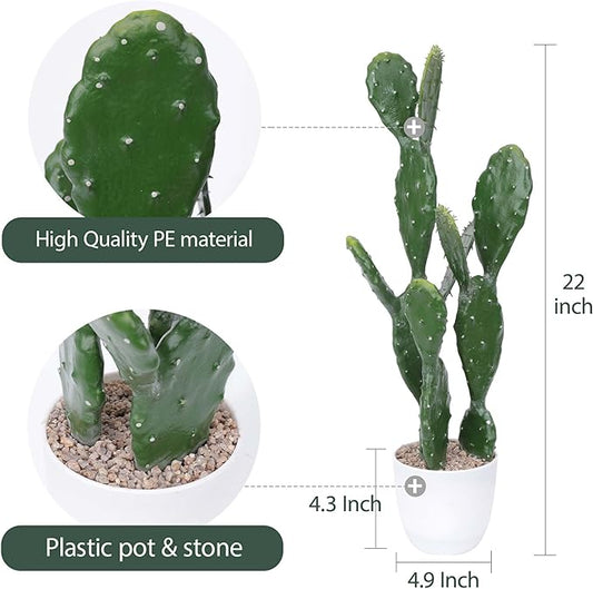 22Inch Artificial Cactus Faux Cacti Fake Cactus Saguaro Potted Plants for Indoor Outdoor Home Offices Store Decoration
