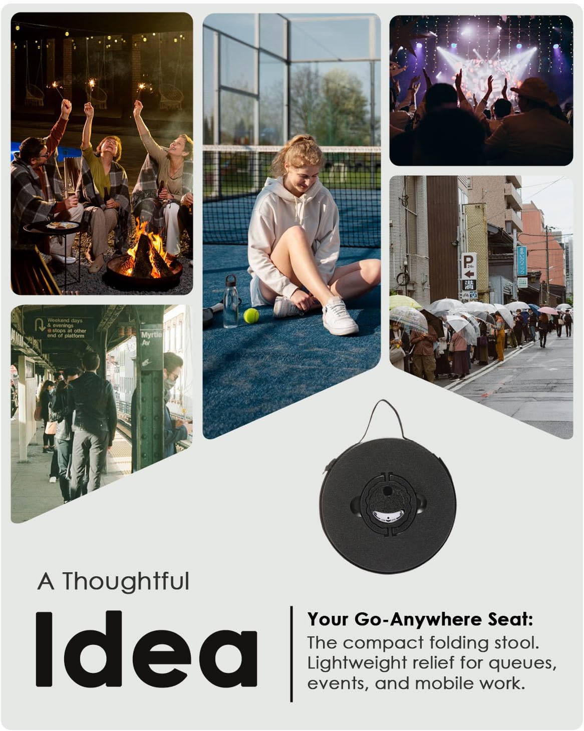 18-inch Heavy Duty Collapsible Stool - 800 lbs Capacity, 2.6 lbs Lightweight Portable Folding Stool for Camping, Travel, Music Festivals and Other Outdoor Events