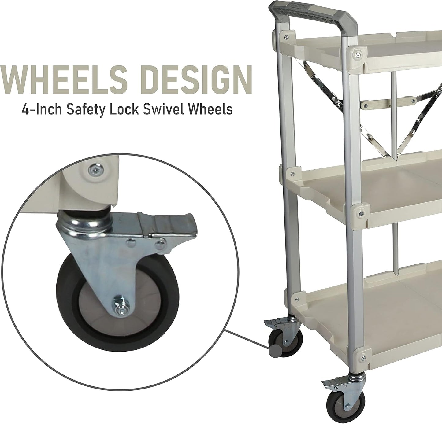 Olympia Tools 89-355 Pack N Roll Collapsible Service Cart, XL, 300LB Capacity, White