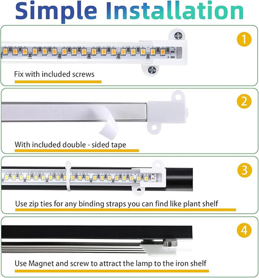 Grow Light Two Heads, Strip Growing lamp, Full Spectrum Grow Light Strips for Indoor Plants with Auto ON/Off Timer & 4 Dimmable Levels, Led Grow Lamp for Green House Hydroponics Succulent