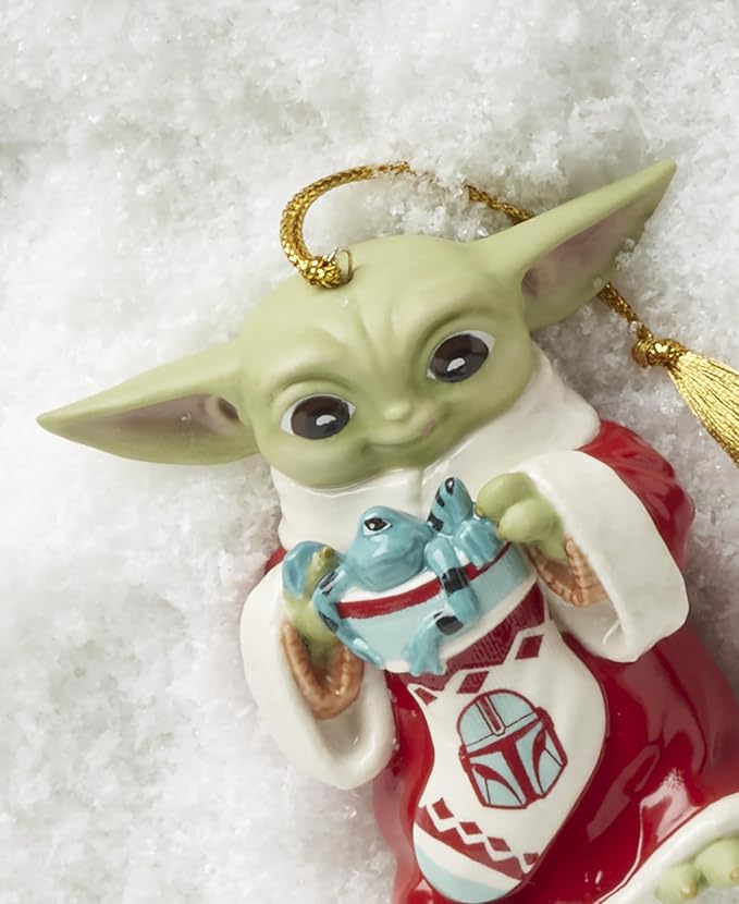Lenox 897106 Holiday Grogu with Stocking Ornament, Christmas, Decorations